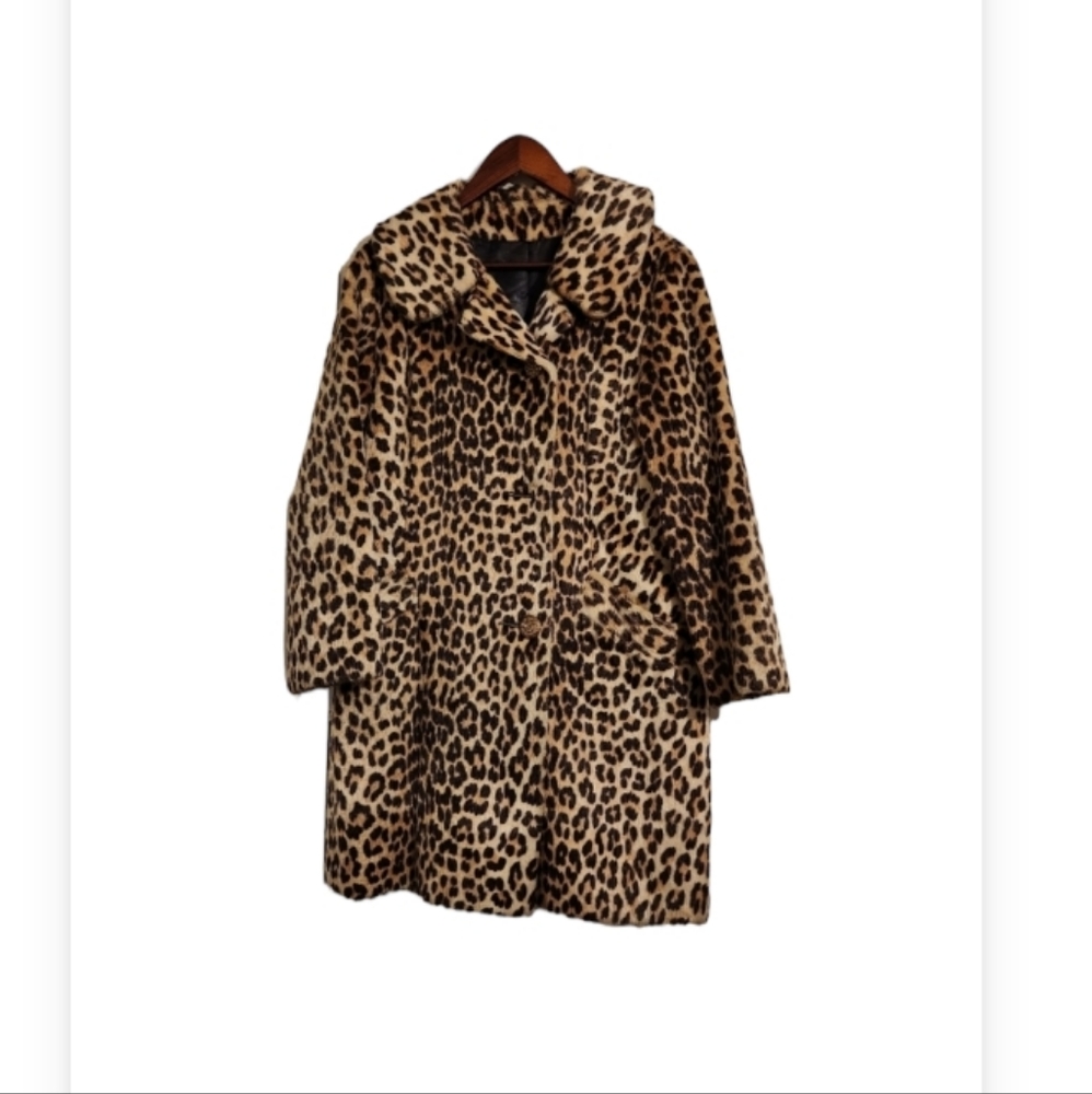 Rare Vintage 60s Leopard Faux Fur Coat by Fairmoor Somali